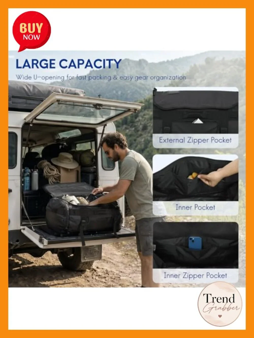 Convertible Travel Duffel Backpack 45L Water-Resistant Tarpaulin